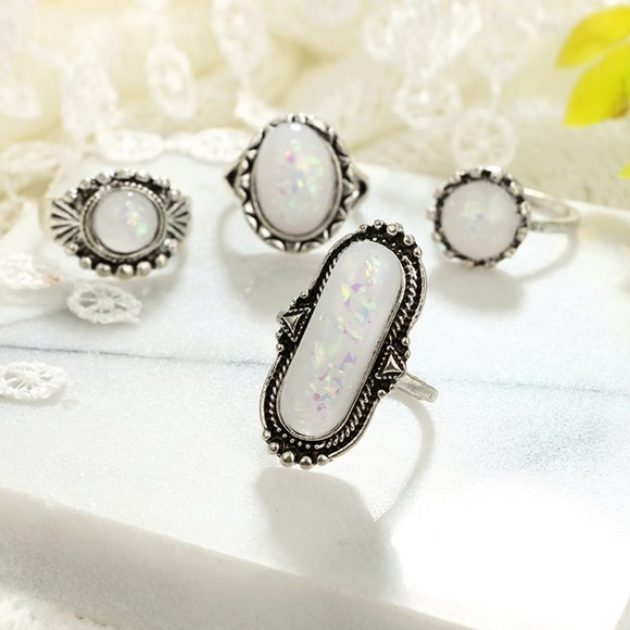 🆒 Diamond Star Moon Ball Joint Ring Set 7 Picese - Picture 2 of 15